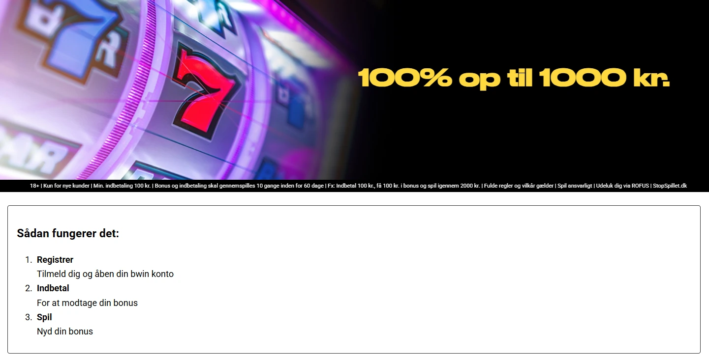 bwin bonus i Danmark – aktuelle kasinotilbud